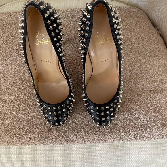 CHRISTIAN LOUBOUTIN BIANCA SHOES BLACK-SILVER SIZE 40.5 - Picture 4 of 11